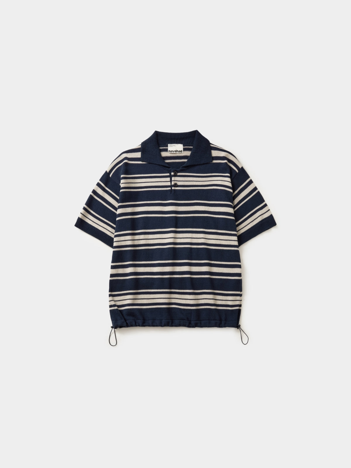 Airy Cotton Collar Knit (Stripe Navy)