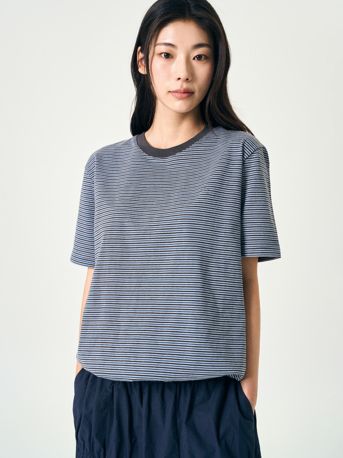 Relaxed Half Stripe String Tee (Stripe Navy)