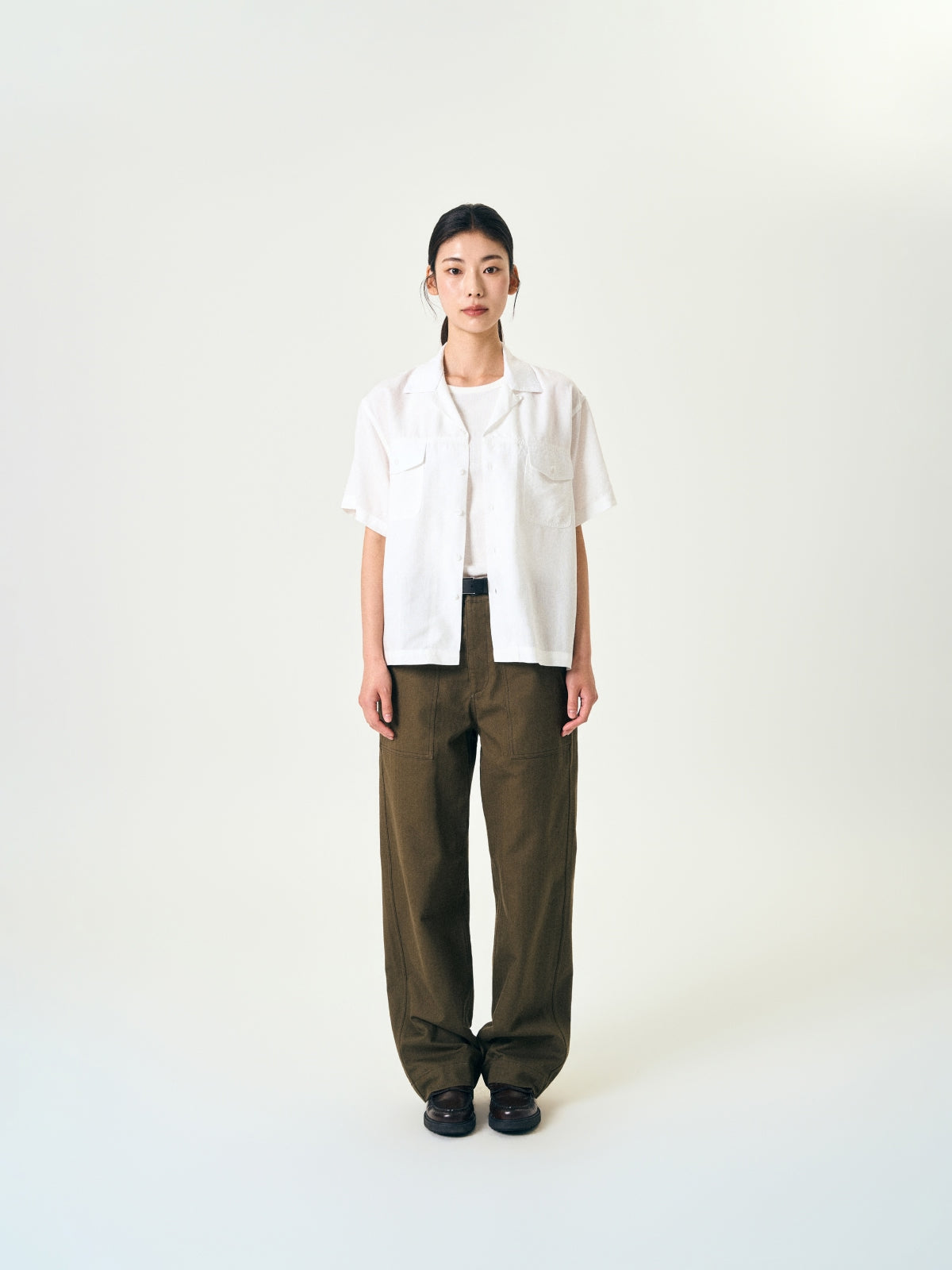 Double Pocket Slub Shirts (White)