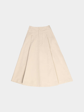 (W)Relaxed Flare Chino Skirt (Ecru)