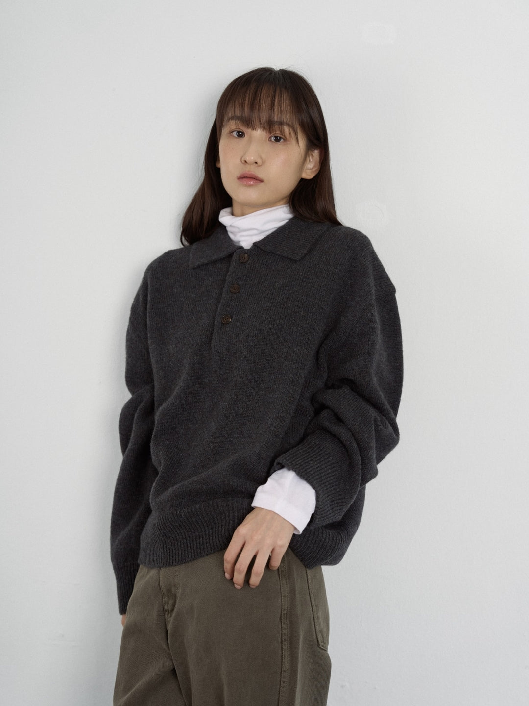 Shaggy Dog Collar Knit (Charcoal)