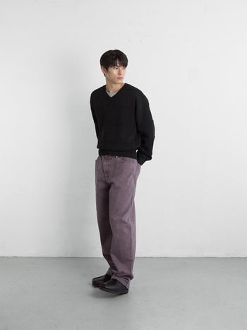 Cable Stripe V-Neck Knit (Black)