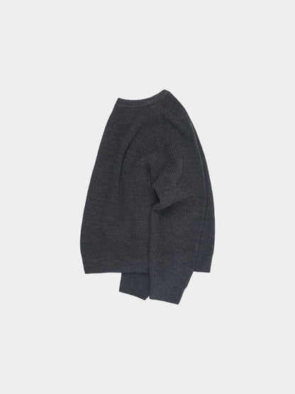 Fine Wool Fisherman Knit (Charcoal)