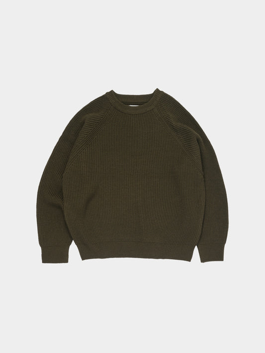 Fine Wool Fisherman Knit (Khaki Gray)