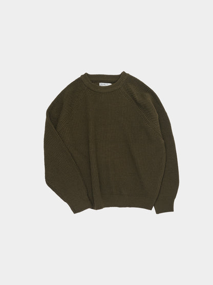 Fine Wool Fisherman Knit (Khaki Gray)