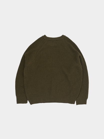 Fine Wool Fisherman Knit (Khaki Gray)