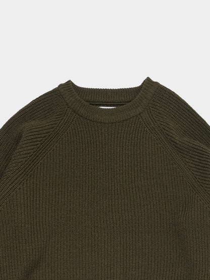 Fine Wool Fisherman Knit (Khaki Gray)