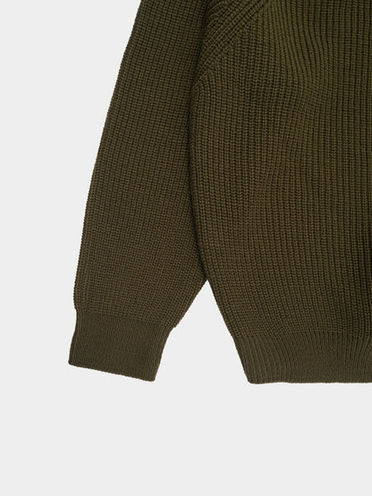 Fine Wool Fisherman Knit (Khaki Gray)