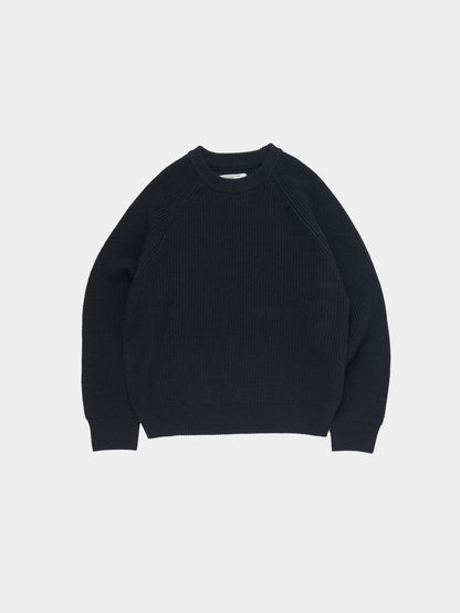 Fine Wool Fisherman Knit (Navy)