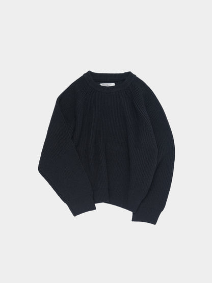 Fine Wool Fisherman Knit (Navy)