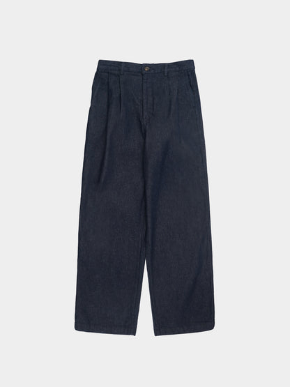 Washed Pin-tuck Denim Pants (Denim Blue)