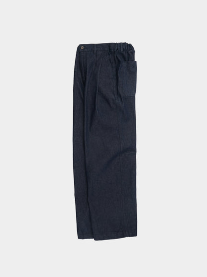 Washed Pin-tuck Denim Pants (Denim Blue)