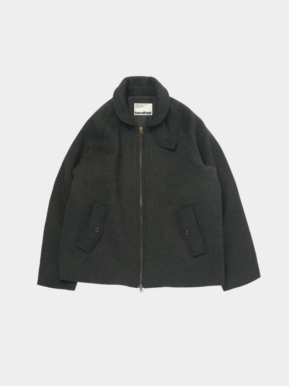 Round Collar Wool Blouson (Charcoal)