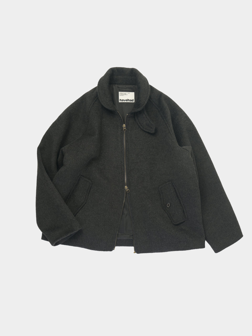 Round Collar Wool Blouson (Charcoal)