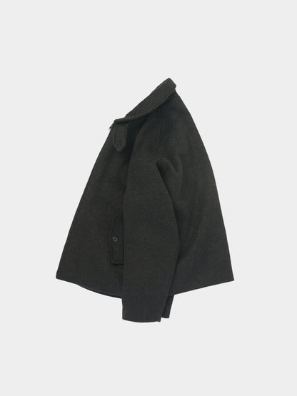 Round Collar Wool Blouson (Charcoal)