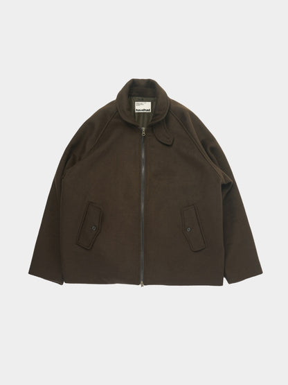 Round Collar Wool Blouson (Dark Brown)