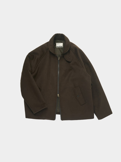 Round Collar Wool Blouson (Dark Brown)