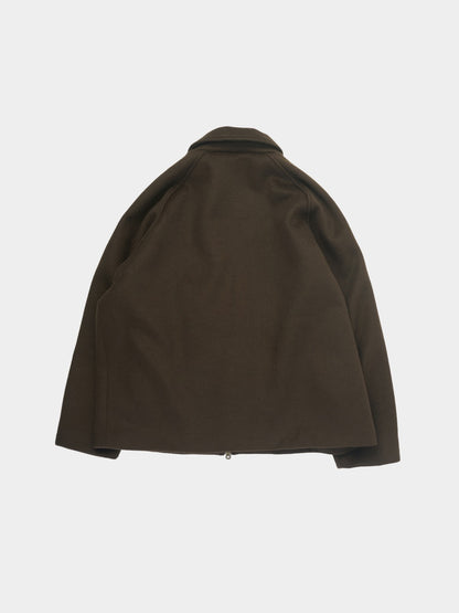 Round Collar Wool Blouson (Dark Brown)