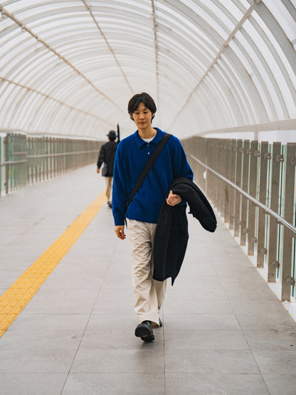 Yak Wool Classic Collar Knit (Cobalt Blue)