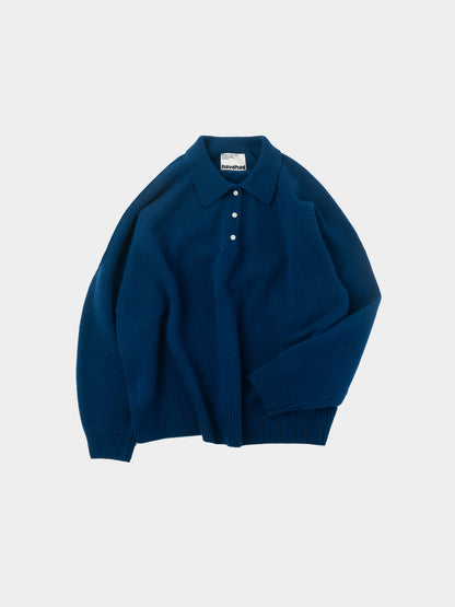 Yak Wool Classic Collar Knit (Cobalt Blue)