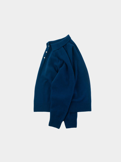 Yak Wool Classic Collar Knit (Cobalt Blue)