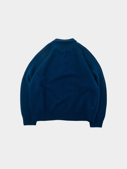 Yak Wool Classic Collar Knit (Cobalt Blue)