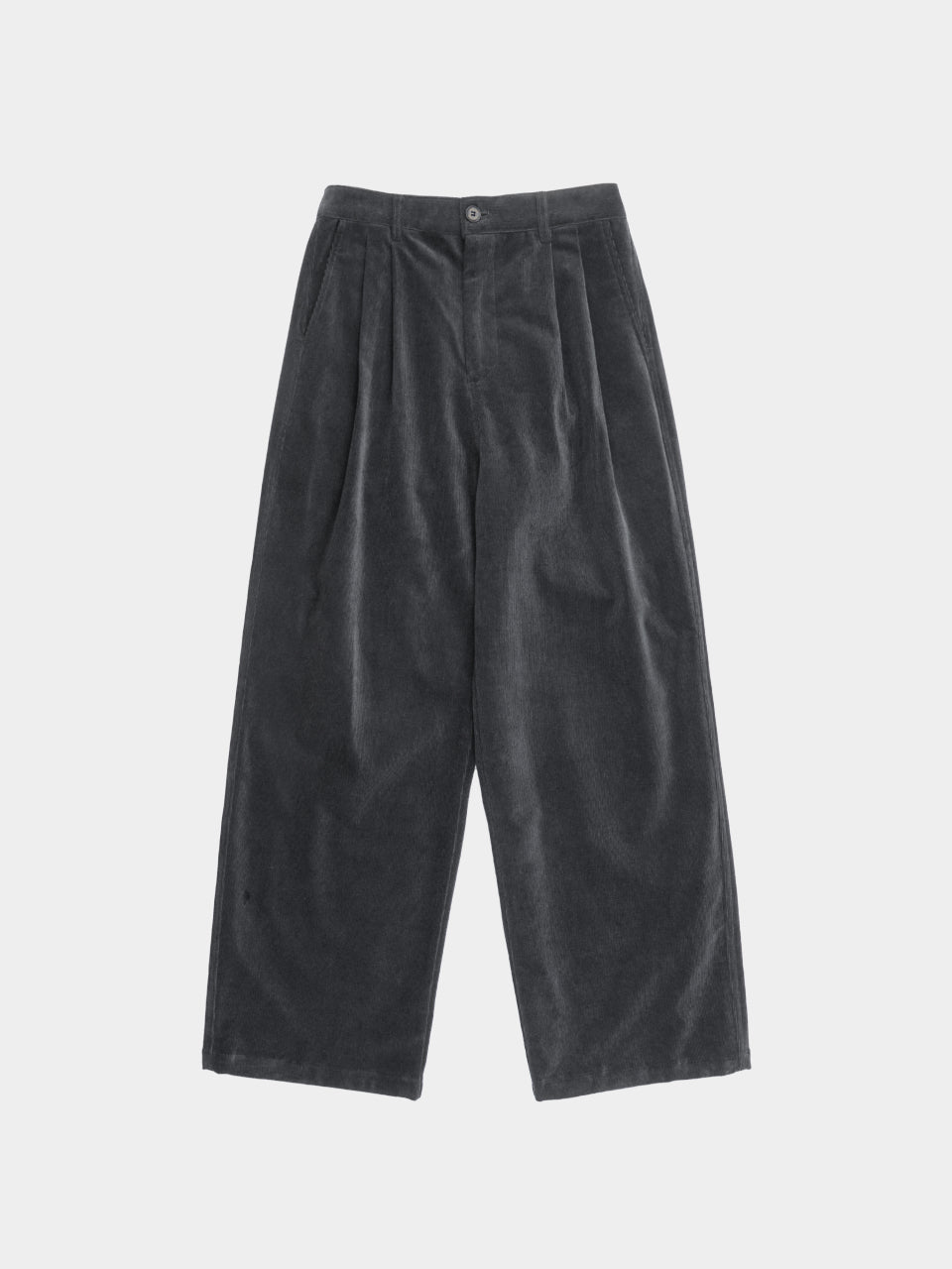 Warm Corduroy Pin-tuck Pants (Light Gray)