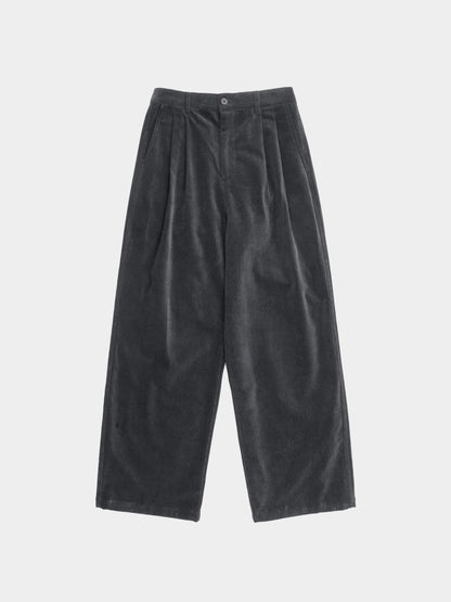 Warm Corduroy Pin-tuck Pants (Light Gray)