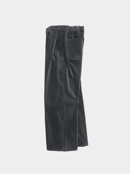 Warm Corduroy Pin-tuck Pants (Light Gray)