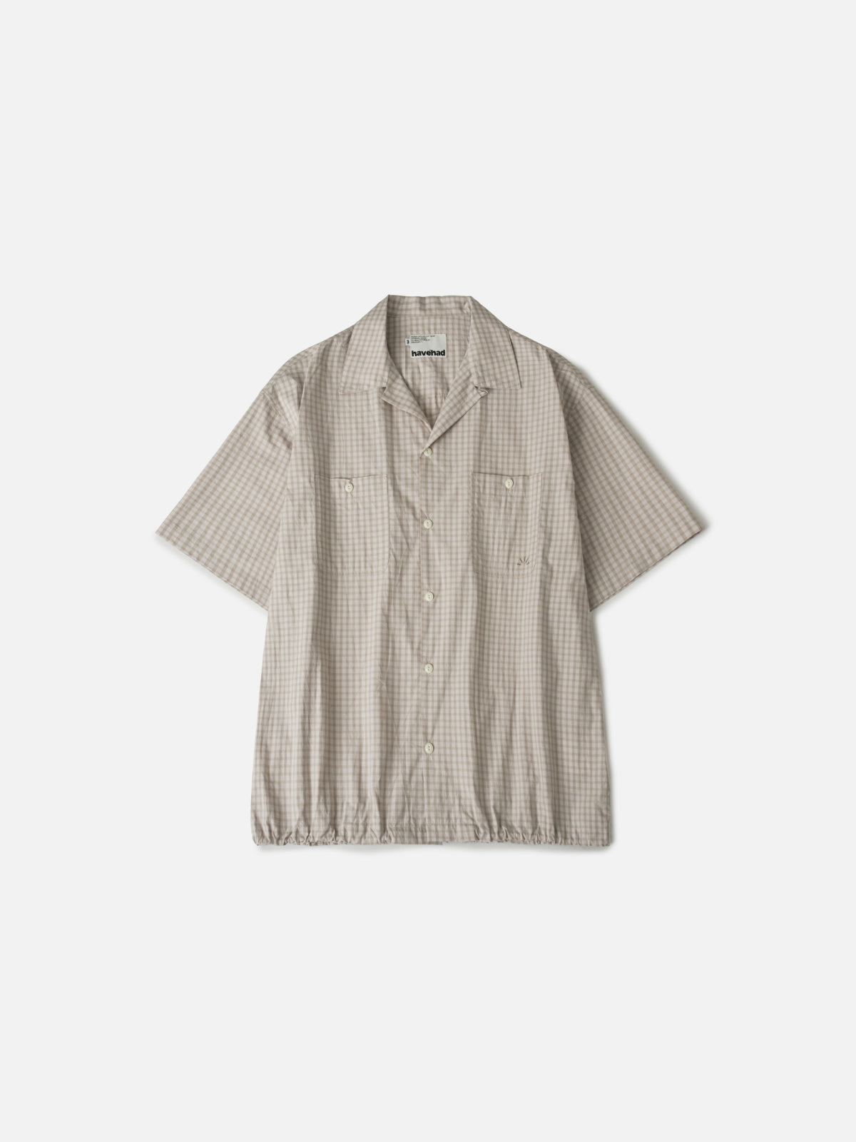 Open Collar Check Shirts (Beige)