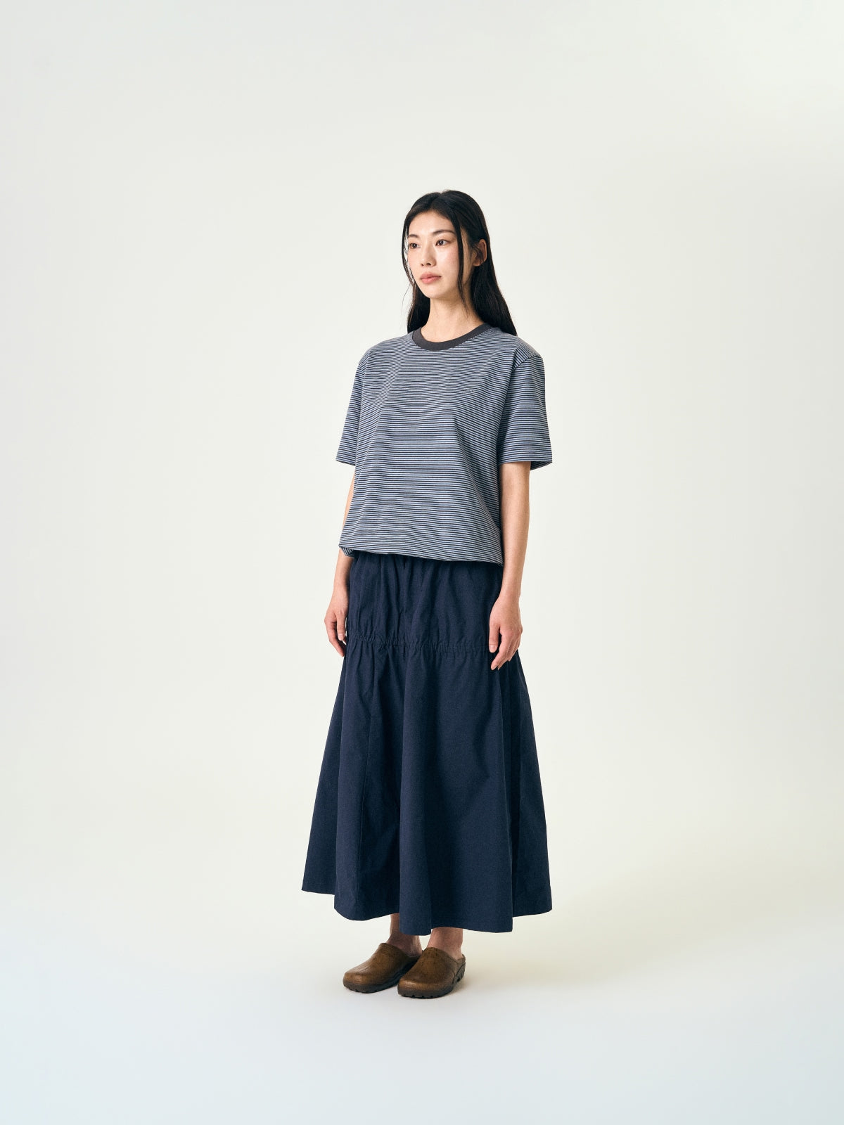 Relaxed Half Stripe String Tee (Stripe Charcoal)