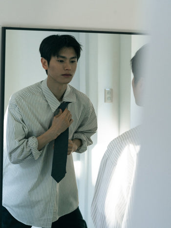 One Pocket Stripe Shirts (Blue Gray)