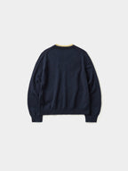 Layered Wool Round Knit (Navy-Lemon)