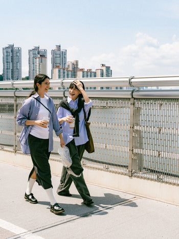 (W)Office Belted Pin-tuck Pants - Blue Gray | W0 (S)