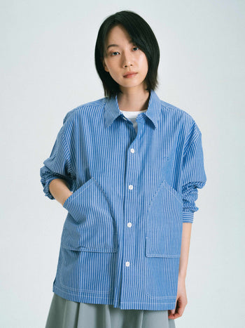 Field Pocket Shirt Jacket (Stripe White)
