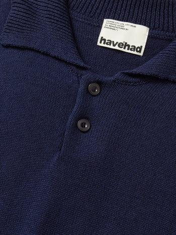 Airy Cotton Collar Knit (Navy)