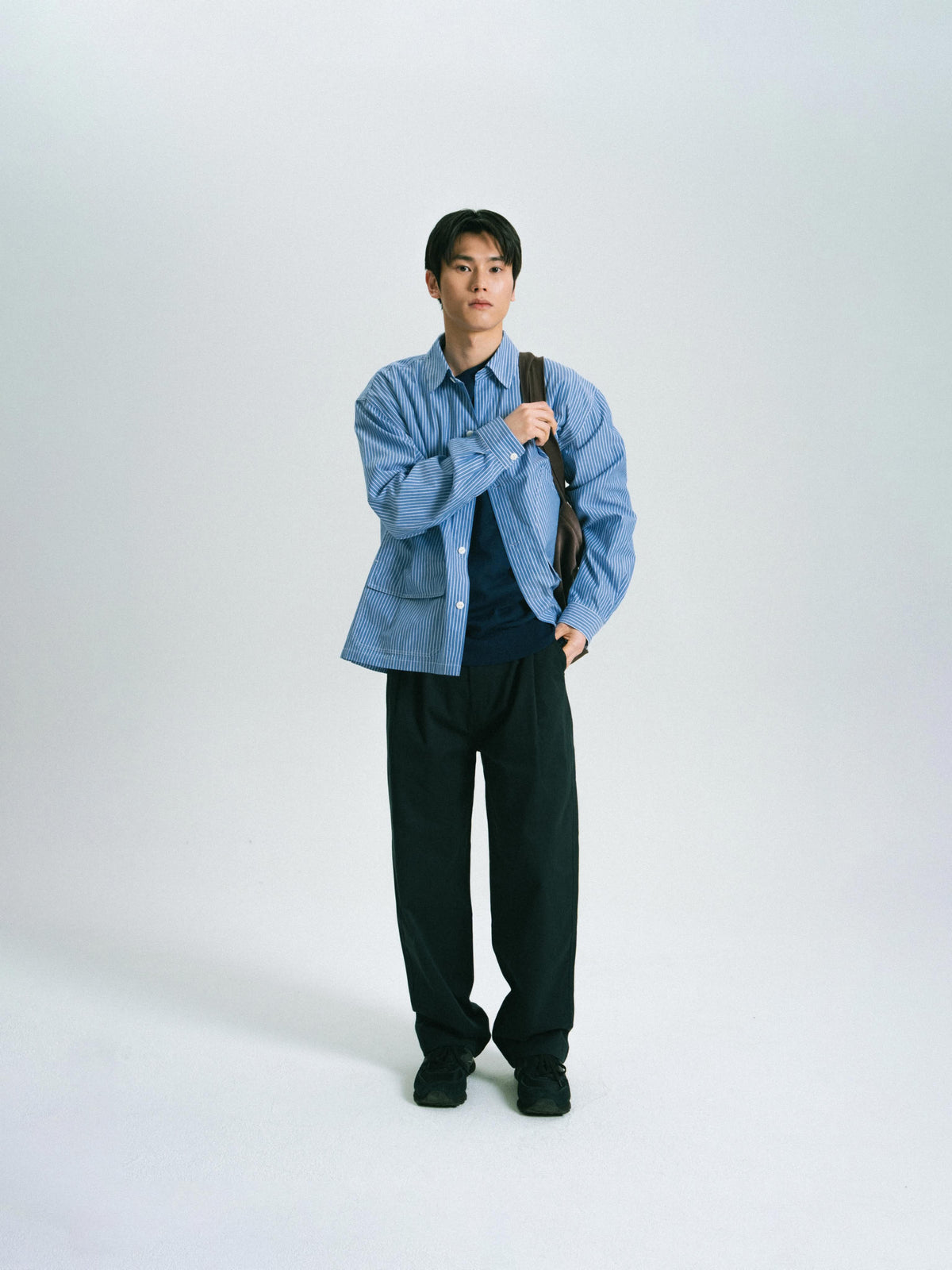Field Pocket Shirt Jacket (Stripe Blue)