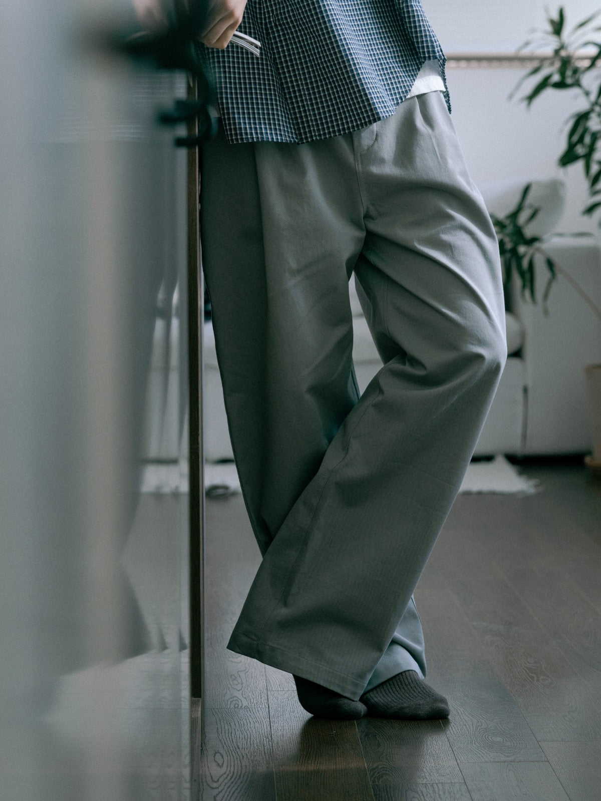 City Worker Pin-tuck Trouser (Blue Gray)