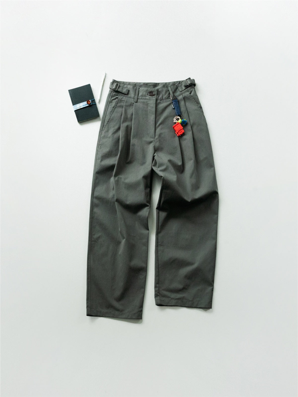 (W)Office Belted Pin-tuck Pants - Khaki | W1 (M)