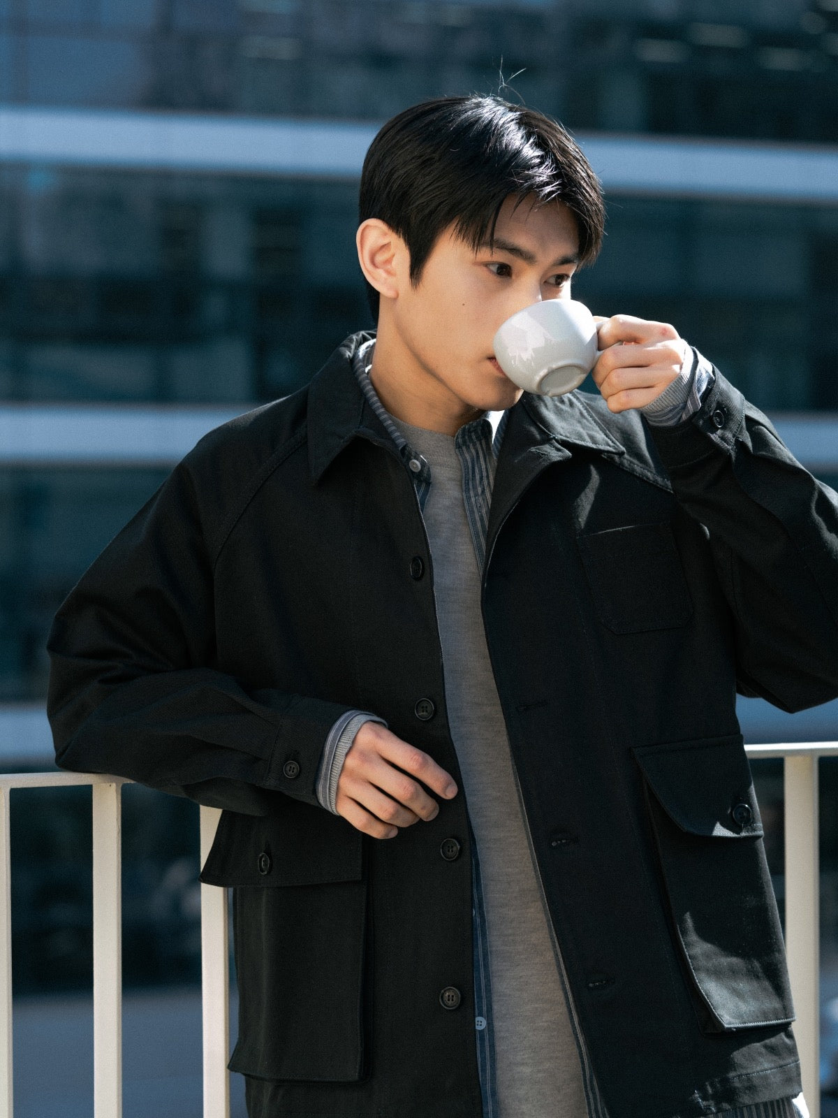 Everyday Pocket Stripe Shirts (White)