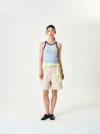 U-neck Sleeveless Top (Stripe Blue)