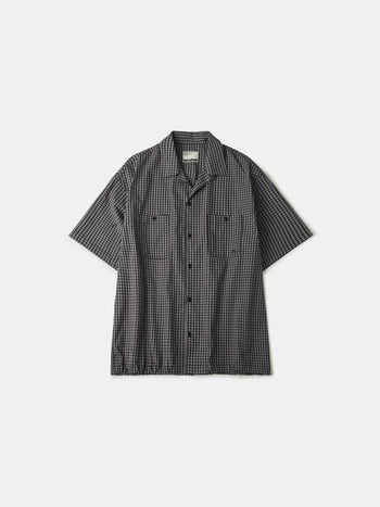 Open Collar Check Shirts (Charcoal)