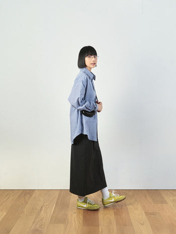(W)Belted Flow Maxi Skirt (Black)