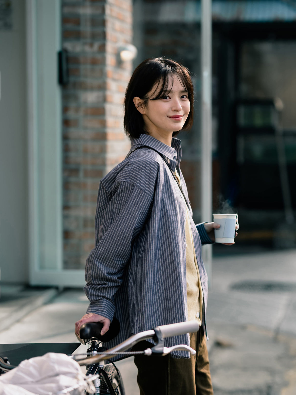 Everyday Pocket Stripe Shirts (Blue Gray)