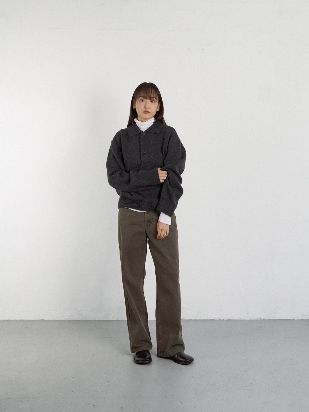 Shaggy Dog Collar Knit (Charcoal)