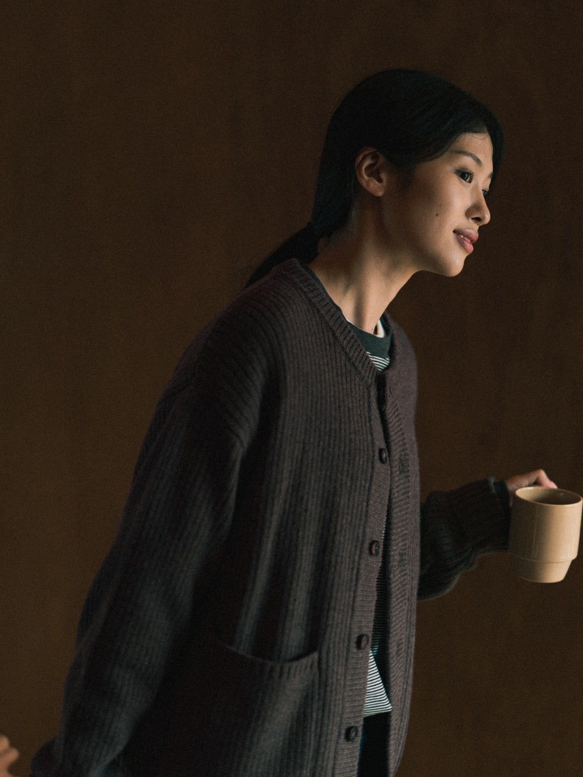 Daily Fine Wool Cardigan (Charcoal)