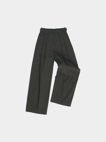 (W)Office Belted Pin-tuck Pants (Khaki)