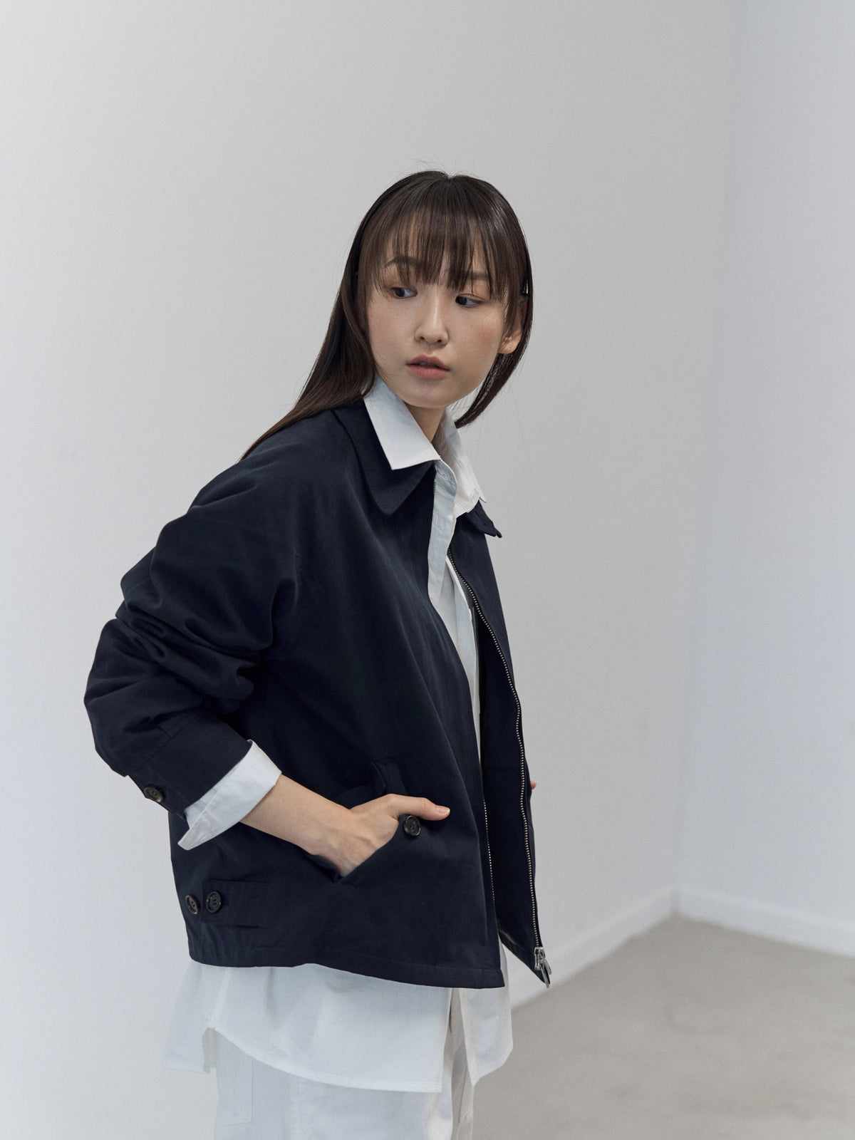 Glen Cotton Drizzler Jacket (Navy)