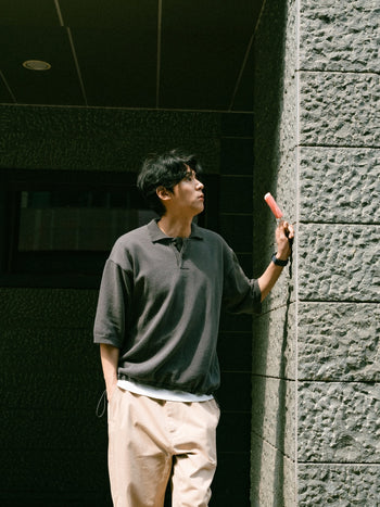 Airy Cotton Collar Knit (Charcoal)