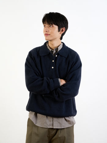 Yak Wool Collar Knit (Navy)